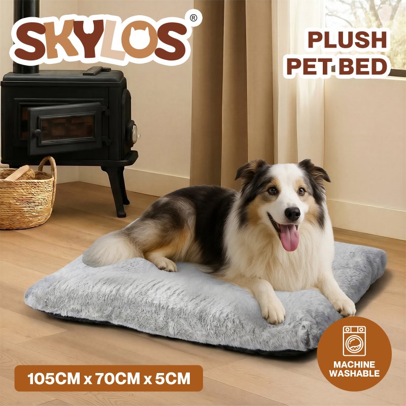 Skylos Large Dog Bed Mattress Soft Plush Cat Cushion Washable Pet Crate Pad Mat