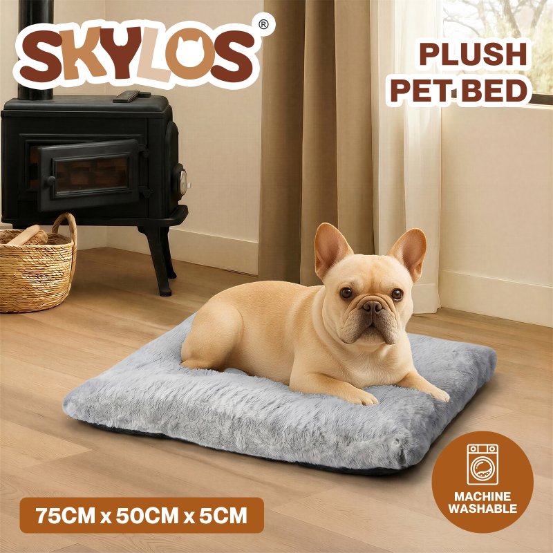 Skylos Dog Bed Soft Plush Pet Mattress Cushion Crate Puppy Cat Washable Pad Mat