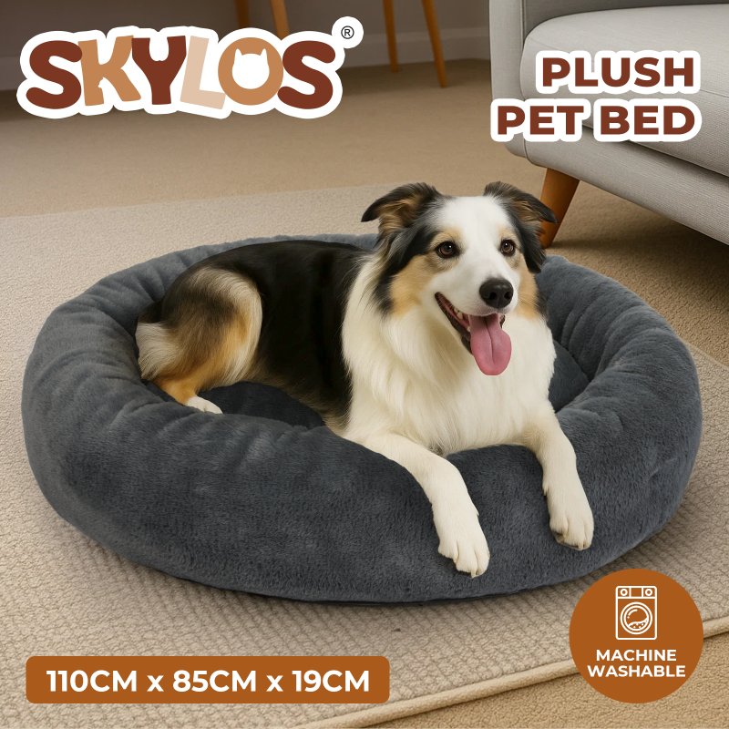 Skylos Dog Bed Donut Cushion Calming Anti Anxiety Large Pet Beds Washable Plush