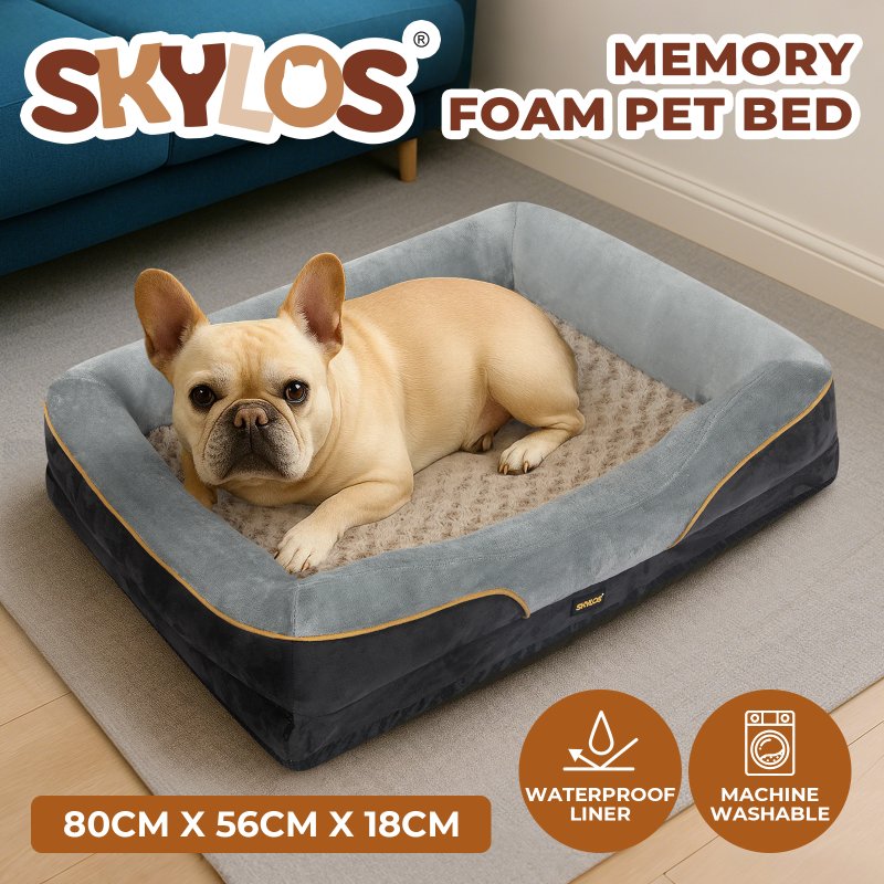 Skylos 80cm Dog Bed Orthopedic Memory Foam Pet Cushion Washable Puppy Mattress