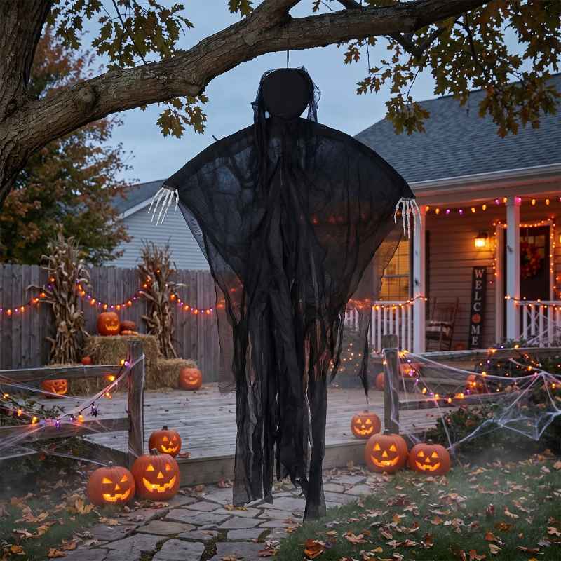 Yezi Halloween Decorations Grim Reaper 130cm Black Polyester Foam