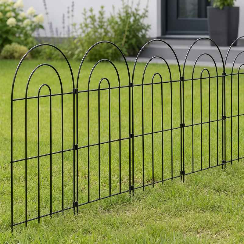 Mountview Garden Fence 10pc Metal Dog Fence Picket Fence Black Steel