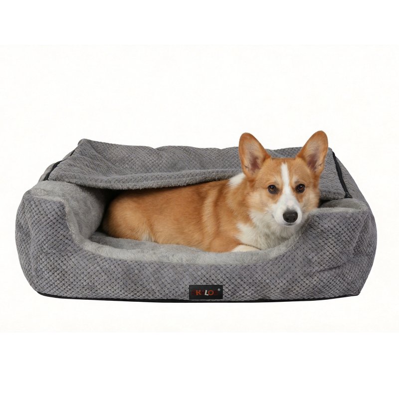 Skylos Large Dog Bed Pet Cave Bed Article Fleece Soft Washable Removable Blanket