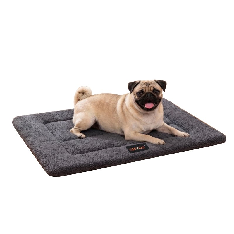SKYLOS Dog Bed Mattress Soft Plush Pet Bed Non Slip Crate Mat M L 74x53cm Foam