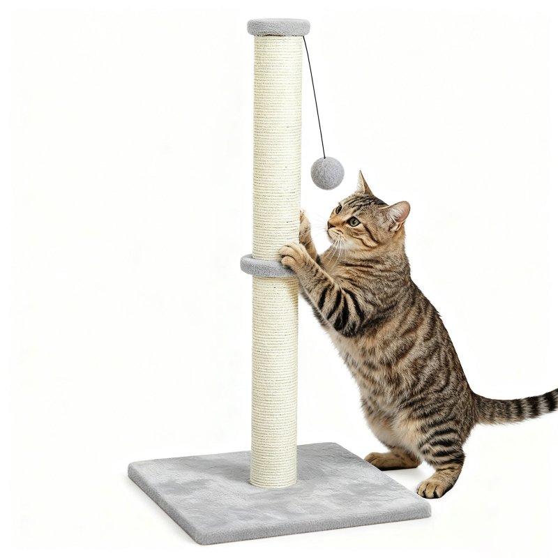 Skylos Tall Cat Scratching Post 75cm Sisal Pole Heavy Duty Base Scratcher Ball