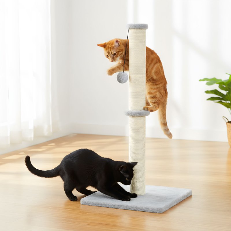 Skylos Tall Cat Scratching Post 75cm Sisal Pole Heavy Duty Base Scratcher Ball