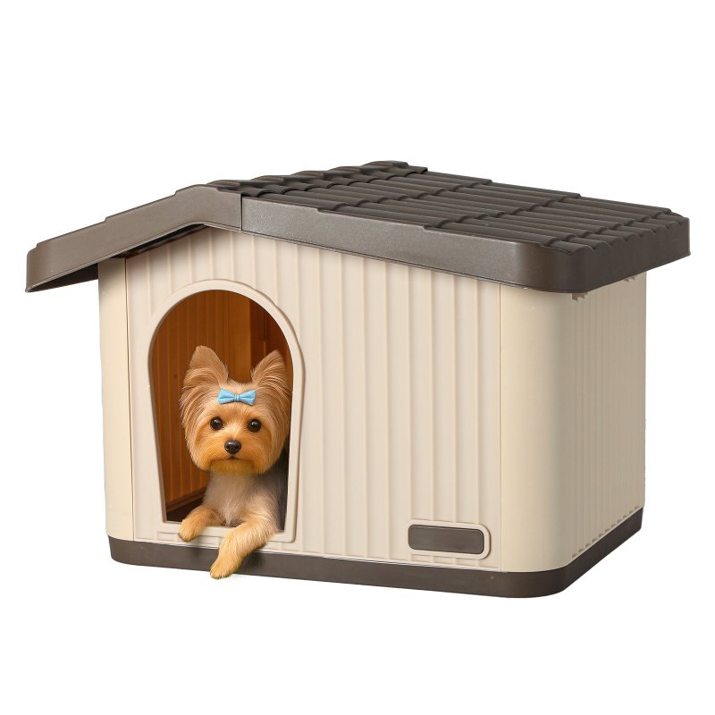 Skylos Plastic Dog House Pet Kennel Shelter for Small Medium Dogs Indoor Outdoor