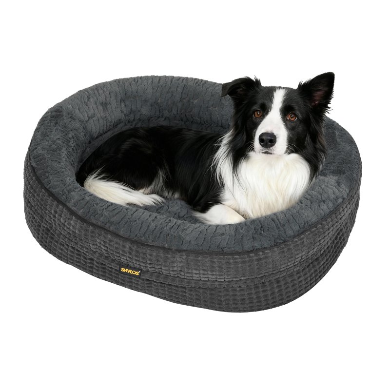 Skylos Orthopedic Plush Dog Bed Soft Washable Pet Bed Grey Cosy Cushion XL Size