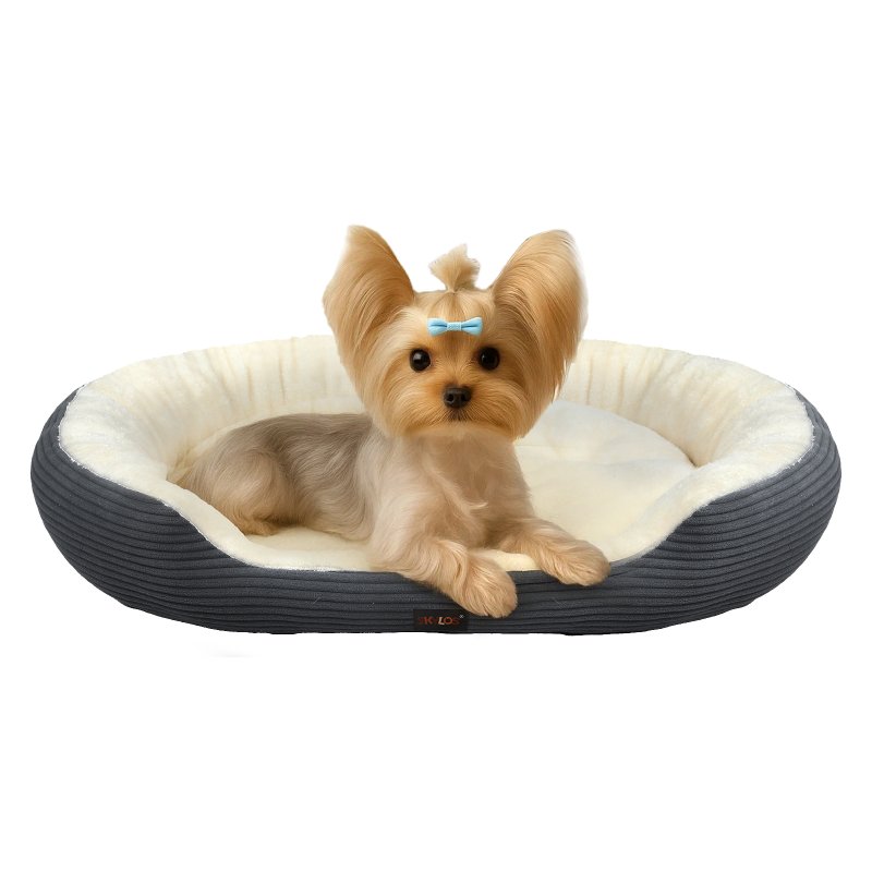Skylos Dog Bed Luxury Soft Washable Puppy Cat Cushion Mattress Corduroy Grey S