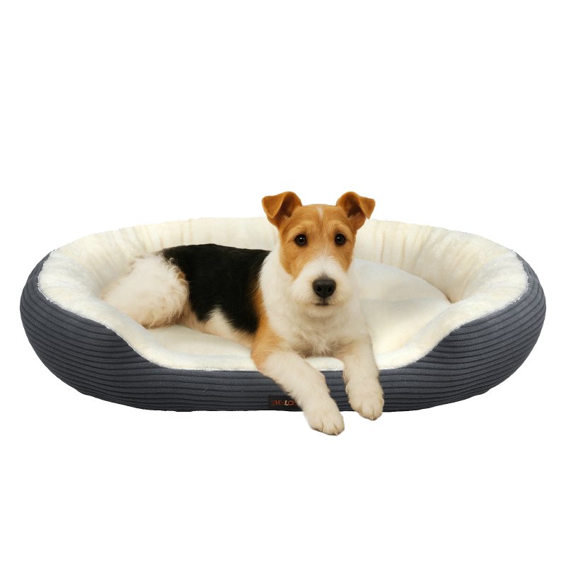 Skylos Dog Bed Luxury Soft Washable Puppy Cat Cushion Mattress Corduroy Grey M
