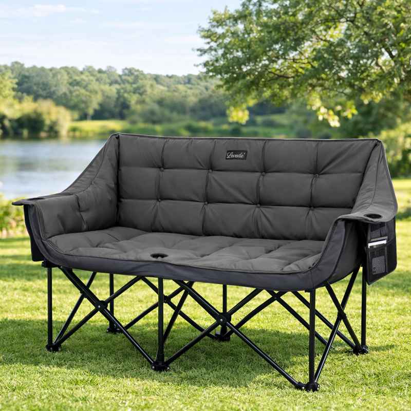 Levede Folding Double Camping Chair 2 Seater Outdoor Sofa Chair Heavy Duty 300KG