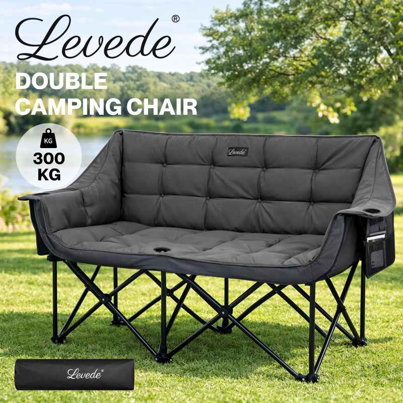 Levede Folding Double Camping Chair 2 Seater Outdoor Sofa Chair Heavy Duty 300KG