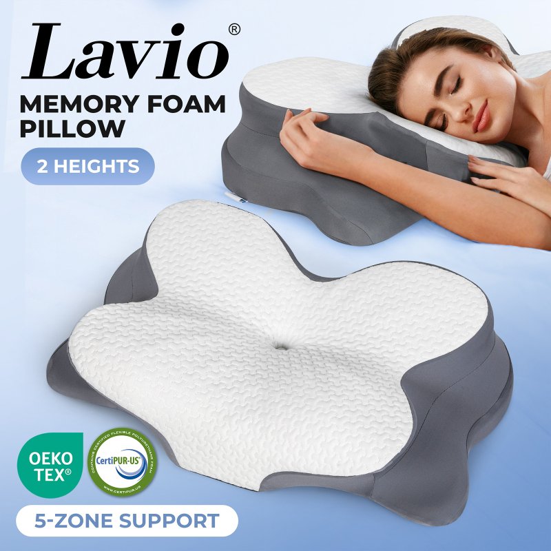 Lavio Memory Foam Cervical Pillow Neck Shoulder Arm Back Support Pain Relief