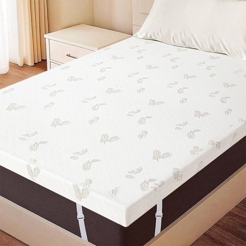 Lavio Mattress Topper Memory Foam Double Dual Layer Pressure Relief Anti Slip
