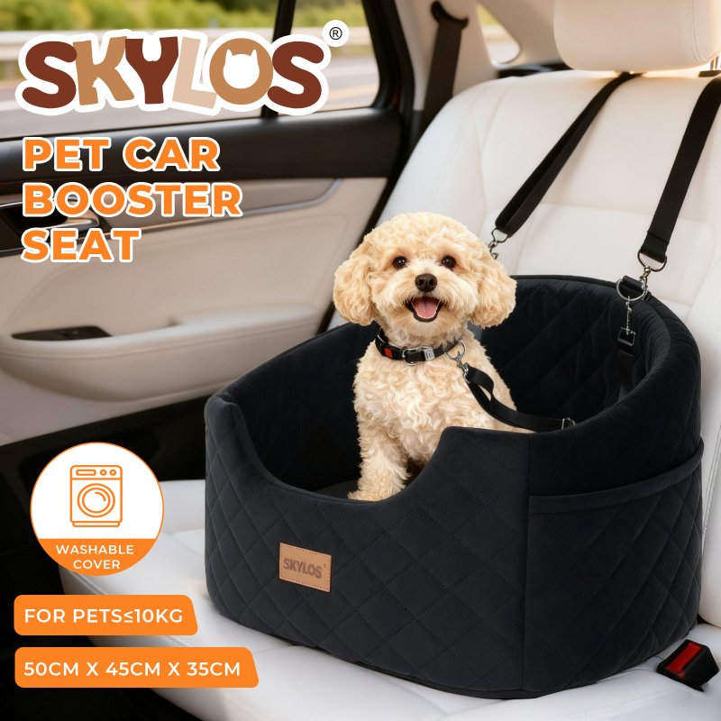 Skylos Dog Booster Car Seat Safe Puppy Travel Carrier Bed Bag Basket Pet Black