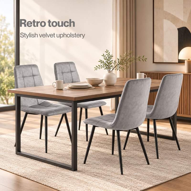 Levede Padded Dining Chairs Faux Leather for Kitchen Home Office - Set of 4