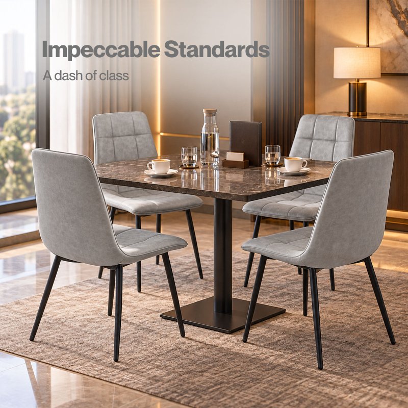 Levede Padded Dining Chairs Faux Leather for Kitchen Home Office - Set of 4