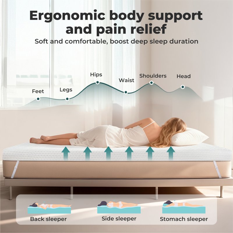 Lavio 4 Inch Memory Foam Mattress Topper Cooling Small Double Pressure Relief