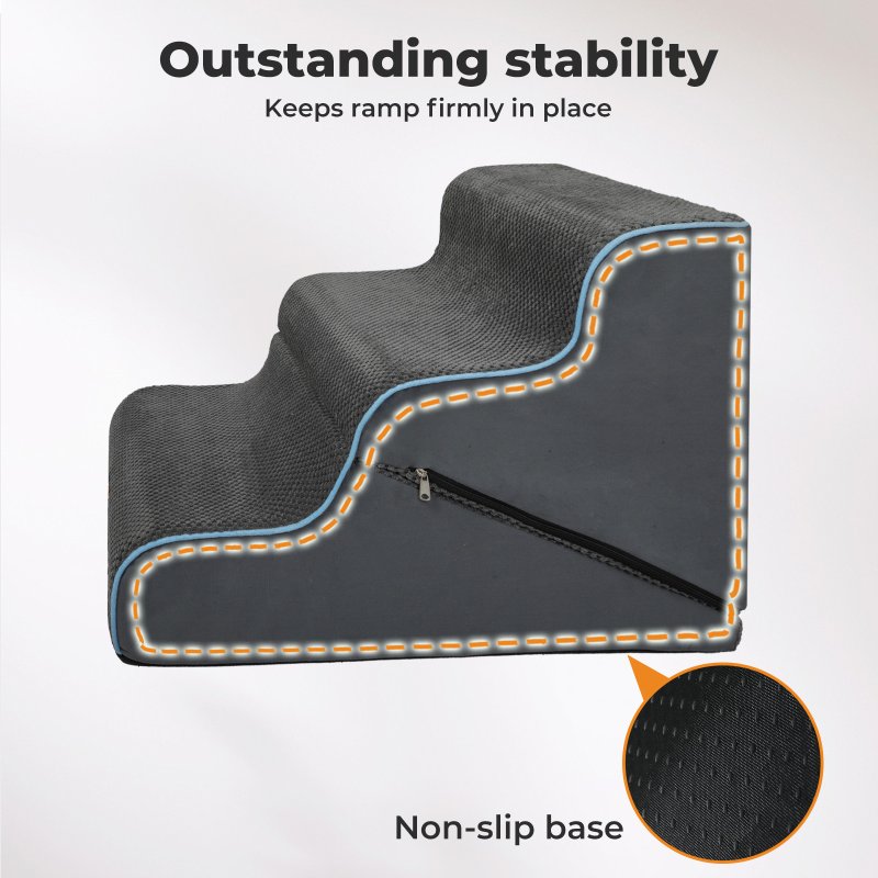 Skylos 2-in-1 Dog Steps for Bed,Adjustable 3-Steps High Density Foam Dog Ramp for Sofa