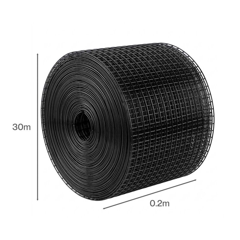 Mountview Bird Proofing Mesh Set PVC 60 Fixing Clips 30m for Solar Panel Black