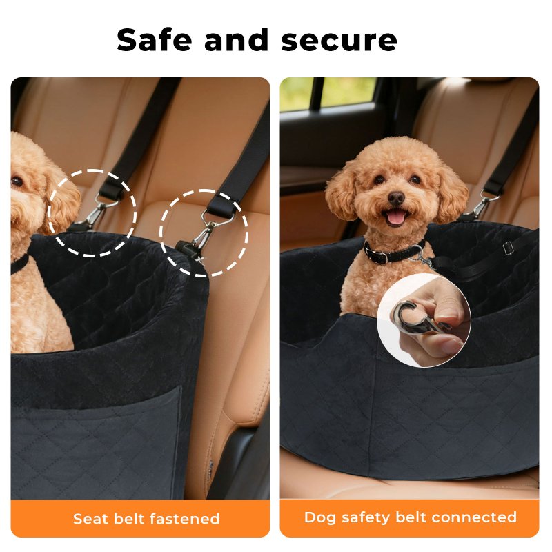 Skylos Dog Booster Car Seat Safe Puppy Travel Carrier Bed Bag Basket Pet Black
