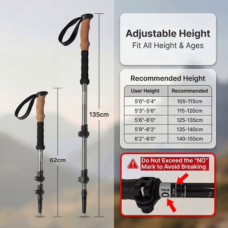 Mountview Trekking Poles Aluminum 7075-T6 Lightweight Hiking Sticks 2 PCS