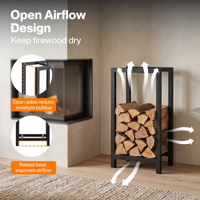 Levede Firewood Rack Metal Outdoor Storage Log Holder Fireplace 30 x 22 x 59cm