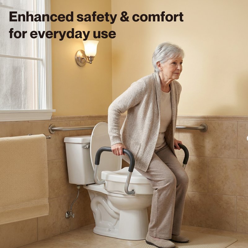 Levede Raised Toilet Seat 12cm Riser with Adjustable Arms for Elderly Disabled