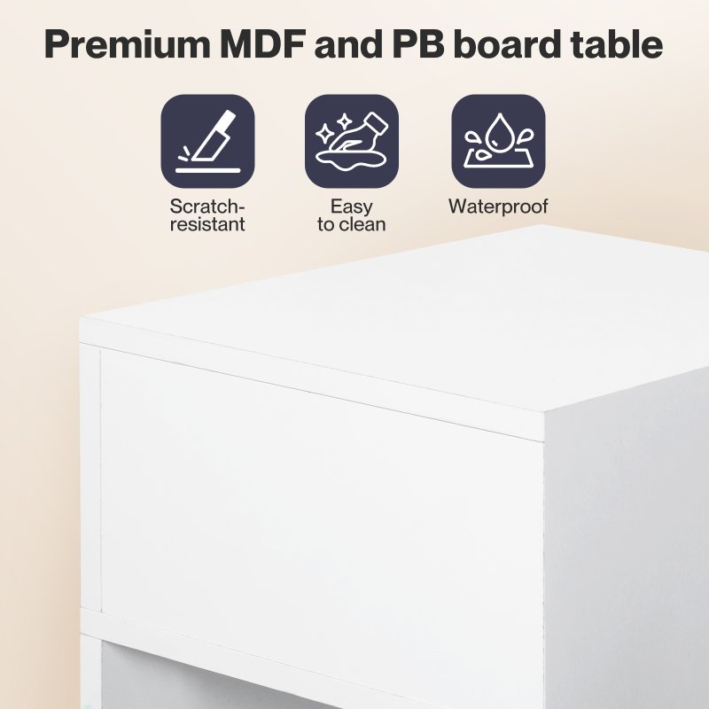 Levede Bedside Table Cabinet Narrow Slim Side Cabinet White Drawer Open Shelf