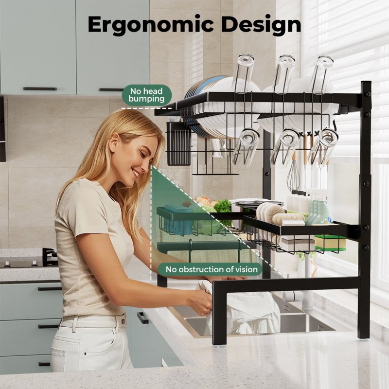 TOQUE Dish Drainer Rack Over the Sink Dish Drying Rack