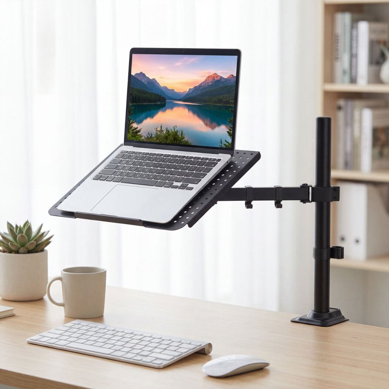 Levede Laptop Desk For? Adjustable Riser With Rotatable Monitor Mount Black