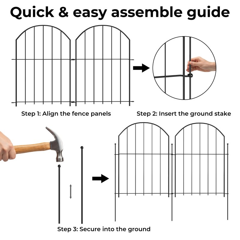 Levede Animal Barrier Metal Decorative Garden Fence Outdoor Pet Border 10 Pack