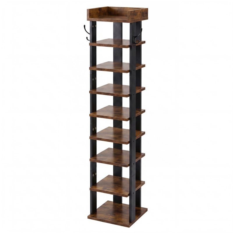 Levede Shoe Rack Storage Organiser 9 Tier Industrial Shoe Shelf Adjustable Brown
