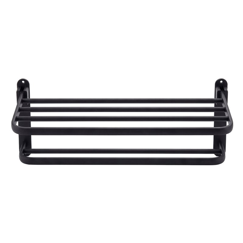 Levede Towel Holder with 2 Bars Wall Mounted No Drill Bathroom Shelf Black