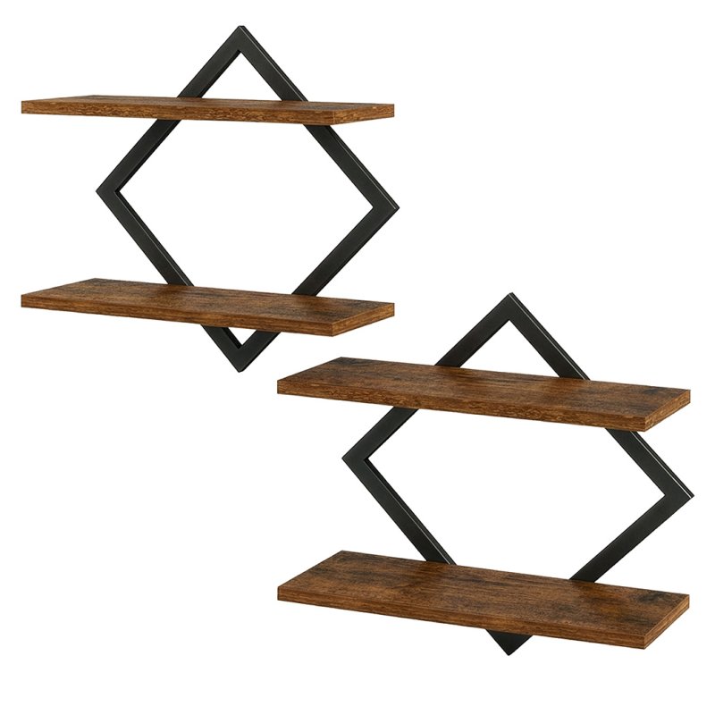 Levede Floating Shelves Hanging Rustic Brown Stylish Wall Storage 2 Set