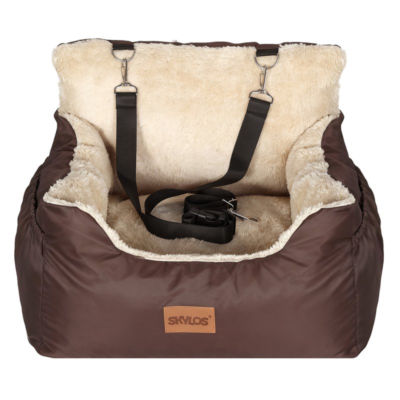 Skylos Dog Car Seat for Small Dogs & Cats Cosy Pet Travel Bed with Safety Leash