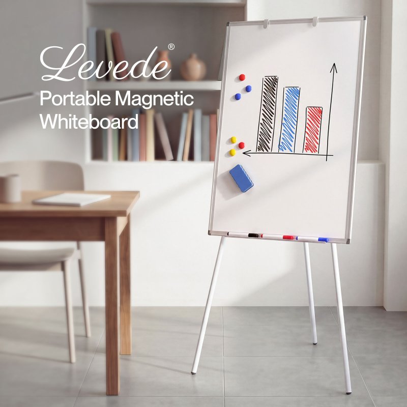 Levede Magnetic Whiteboard with Foldable Tripod Dry Erase For Office,White