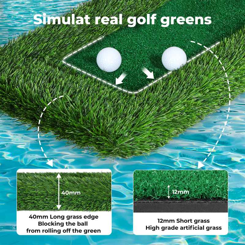 Centra Floating Golf Green Mini Mat Set Putting Turf Pool Water Outdoor 60x30CM
