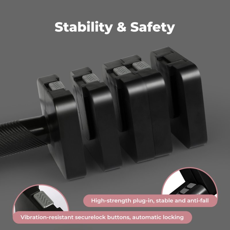 Centra A Pair 2.8KG-10KG Adjustable Dumbbells With Metal Weight Block Set Black