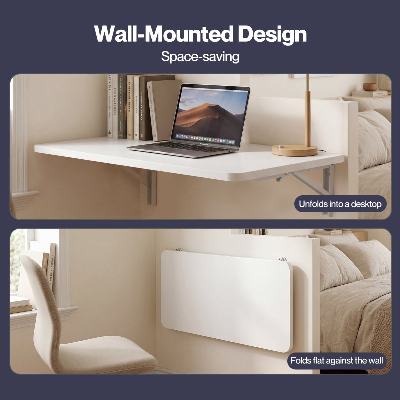 Levede Wall Mounted Table Foldable Floating Computer Desk Study Workstation 80cm