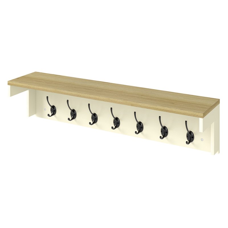 Levede Coat Rack Wall Mounted Shelf 7 Double Hooks Storage Entryway Hallway
