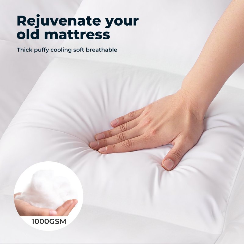 Lavio Thick King Mattress Topper 10cm Microfibre Washable with Elastic Strap