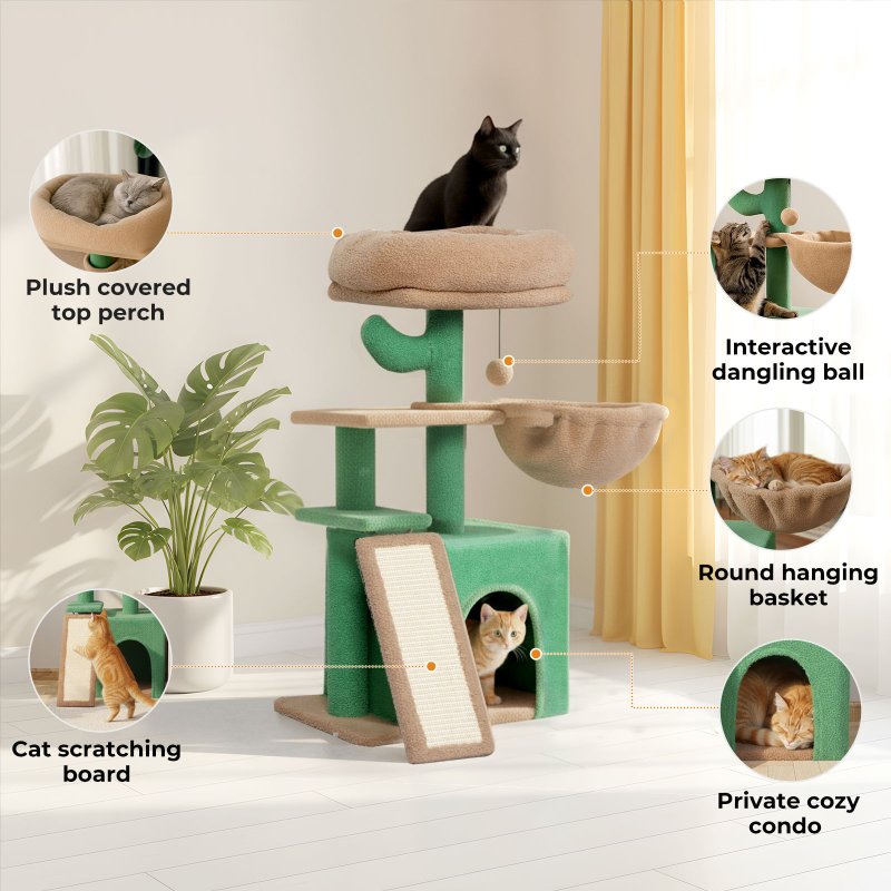 Skylos Cat Tree Climbing Tower Multi-Level Activity Centre with Condo Hammock