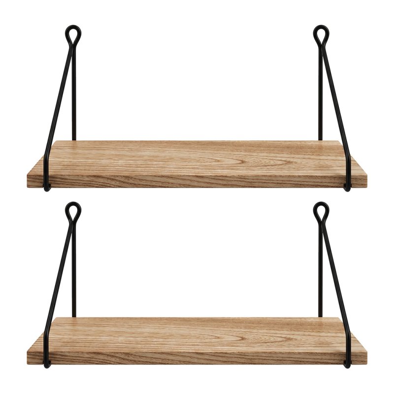 Levede Solid Floating Shelves Wall Mounted Hanging Shelf Set of 2 Rustic 40cm