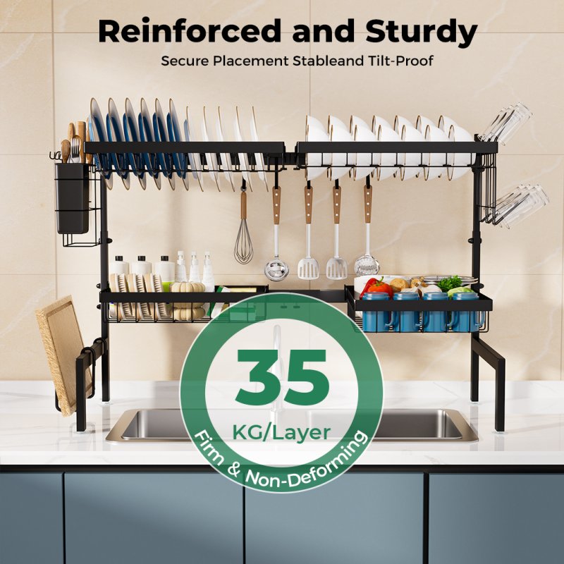 TOQUE Dish Drainer Rack Over the Sink Dish Drying Rack
