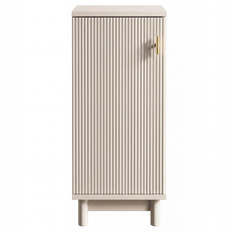 Levede Slim Bathroom Cabinet Tall Fluted Storage Cupboard Adjustable Shelf Cream
