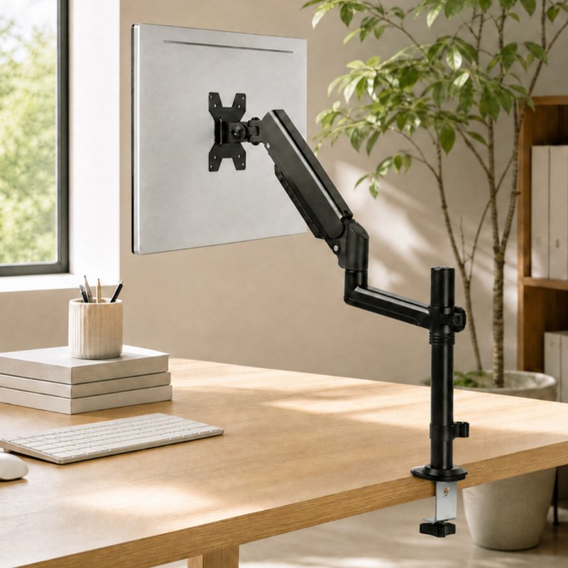 Levede Single Monitor Arm Adjustable Desk Mount with Cable Management Black