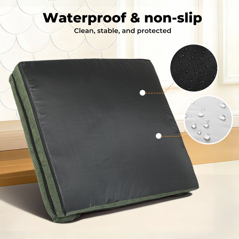 Pet Bed Orthopedic Small Dog Washable Waterproof Corduroy Wear Resistant Green