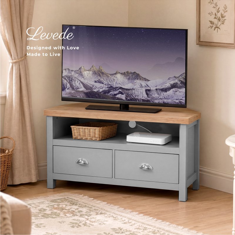 Levede Corner TV Stand Small TV Cabinet with Storage Drawer Entertainment Unit