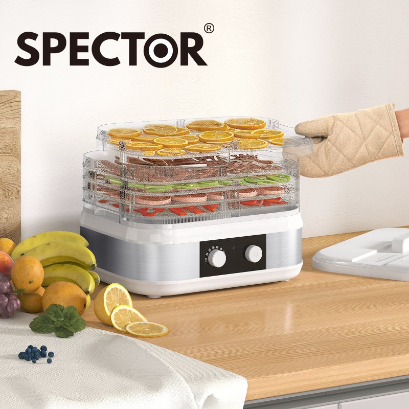 Spector 5 Tray Stainless Steel Food Dehydrator Jerky Fruit Vegetable Dryer White
